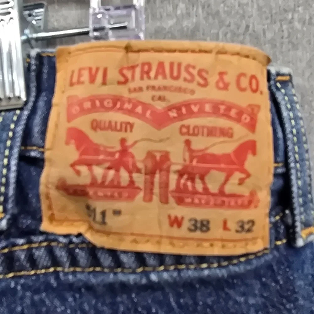Levis 511 Slim‎ Fit Distressed Ripped Blue Denim Jeans Mens 38x32